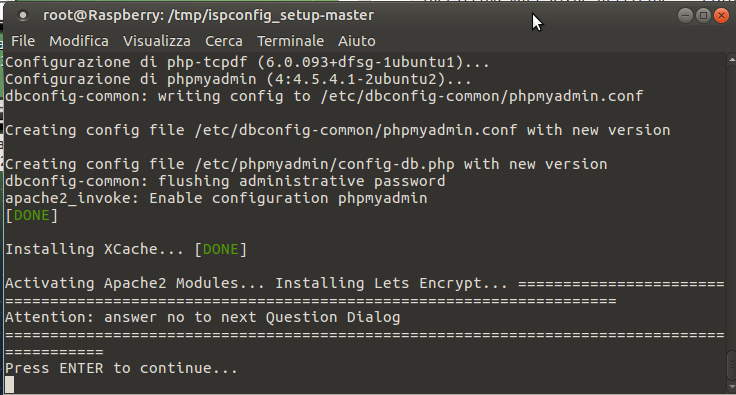 Ispconfig installazione raspberry pi3 ubuntu mate - passaggio manuale