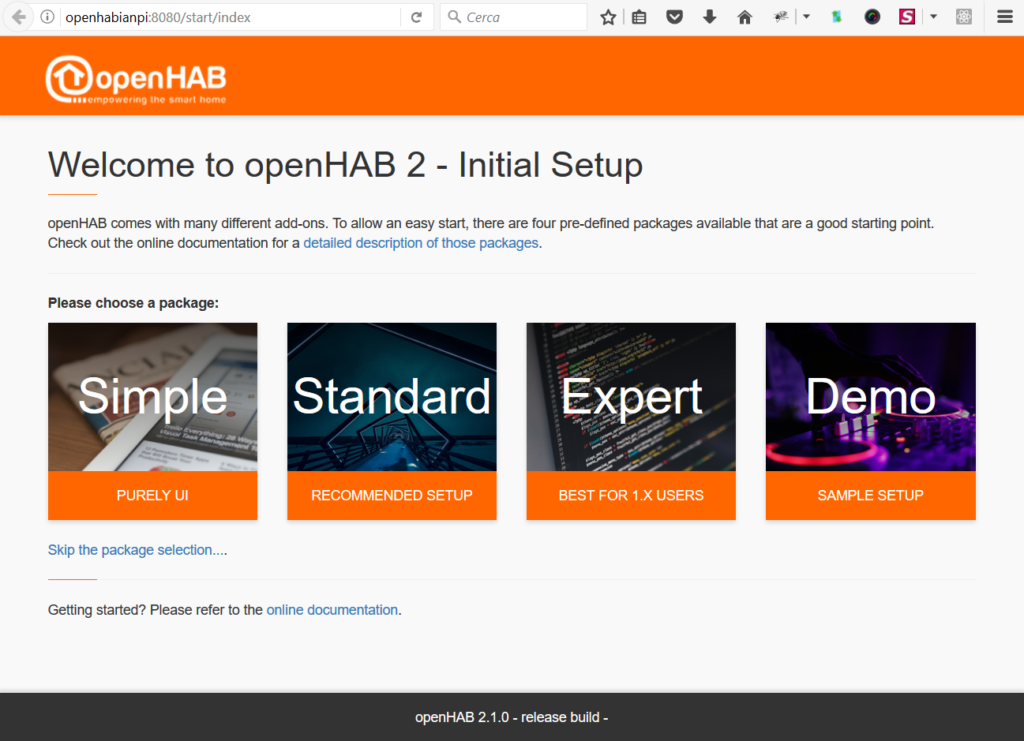 OpenHABianPi OpenHAB2 dashboard porta 8080 ciaobit.com