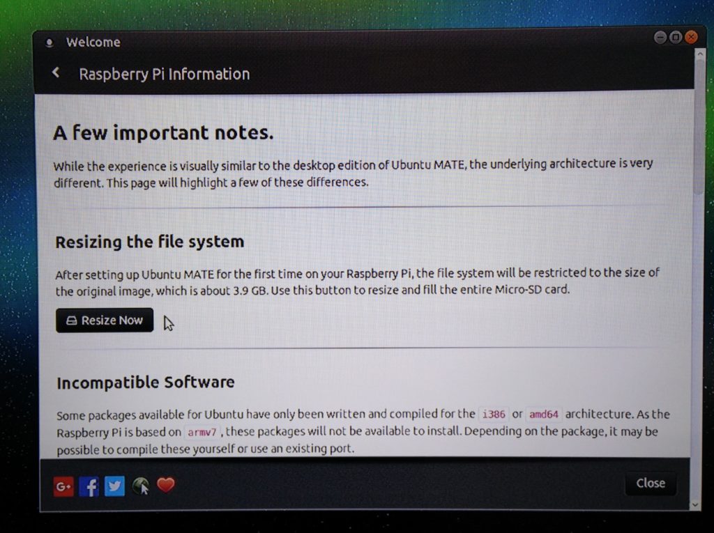 UbuntuMate avviare resize della partizione Raspberry Pi3