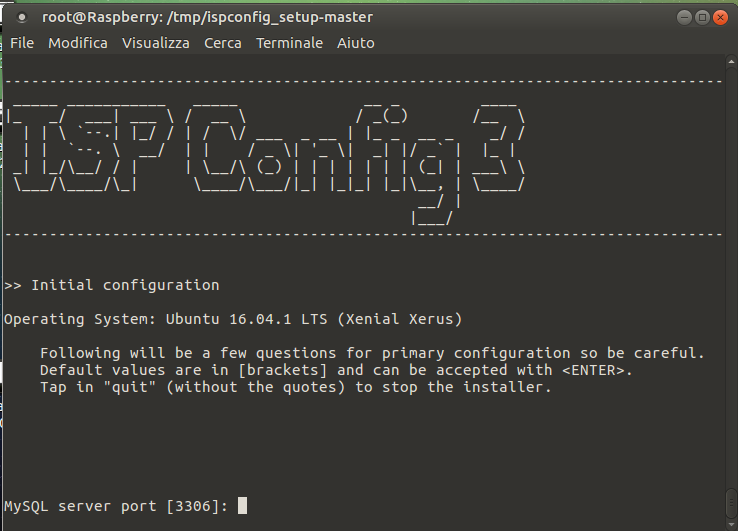 installare ISPConfig su raspberry pi3 passaggio intermedio porta mysql ubuntu mate
