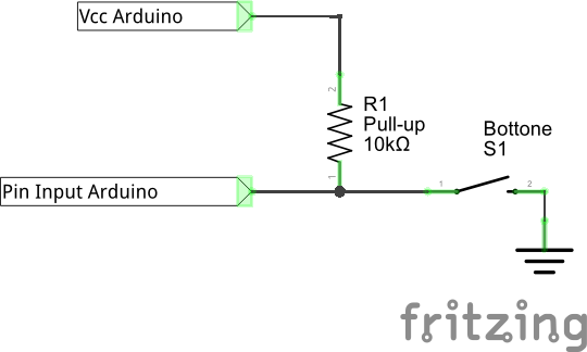 Resistenza di pull-up connessa ad Arduino